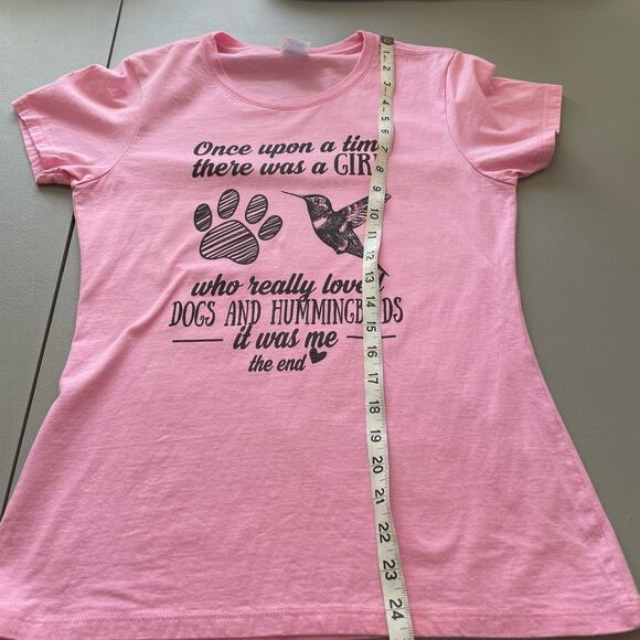 Port & Company Graphic Tee Dog & Hummingbird Graphic Tee Short Sleeve Pink Small - Picture 9 of 9